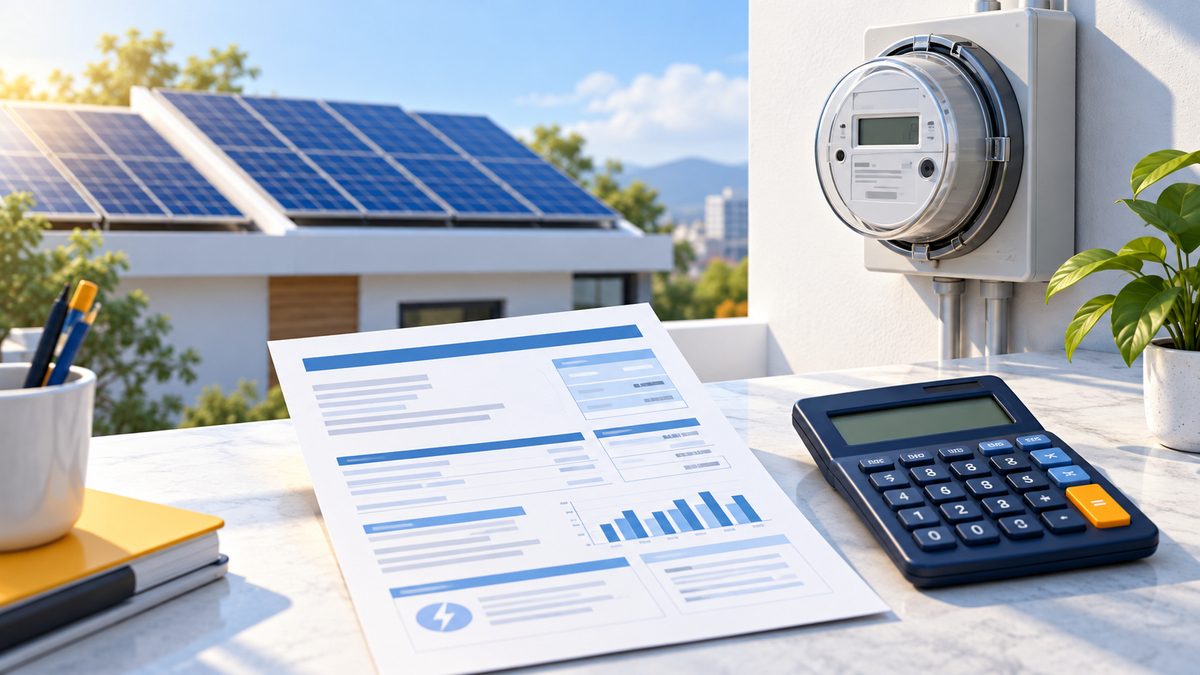 Cómo leer los kWh de tu recibo de CFE — ilustración de equipos solares