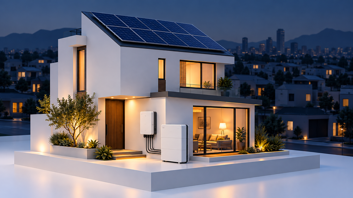 Paneles solares durante un apagón — ilustración de equipos solares