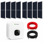 Kit solar 8 paneles de 555 W + inversor central de 5 kW, 2 MPPT + cable 12 AWG, 30 m rojo y 30 m negro