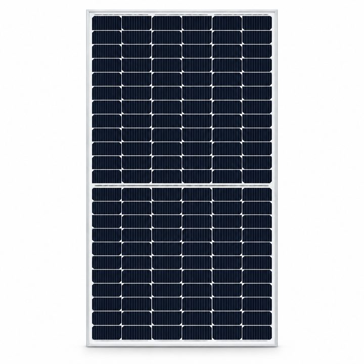 Panel solar LUXEN 555 W monocristalino monofacial — vista frontal con encuadre uniforme, imagen editada a partir de la referencia del producto
